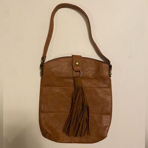 Brown Leather Tassle Bag Purse nuG